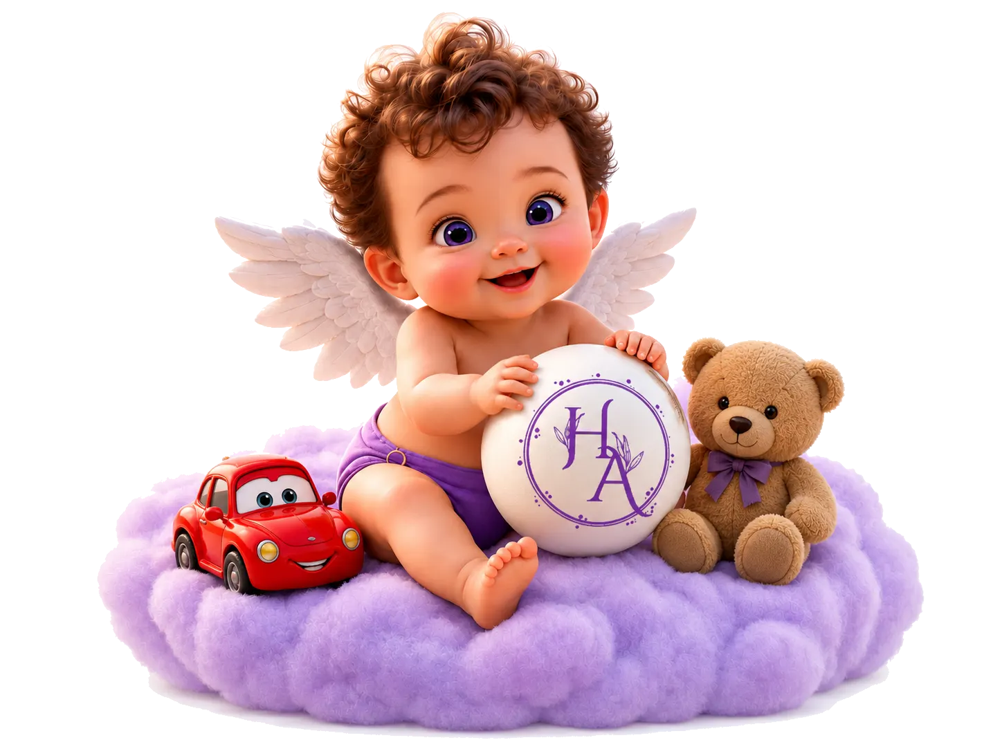 Heavenly Angels BSO cherub op een paarse wolk