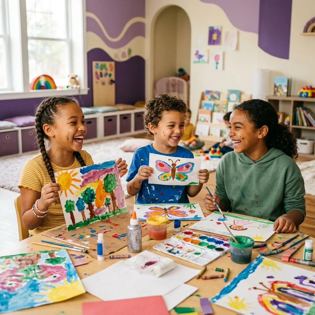 Kinderen doen creatieve activiteiten bij Heavenly Angels BSO